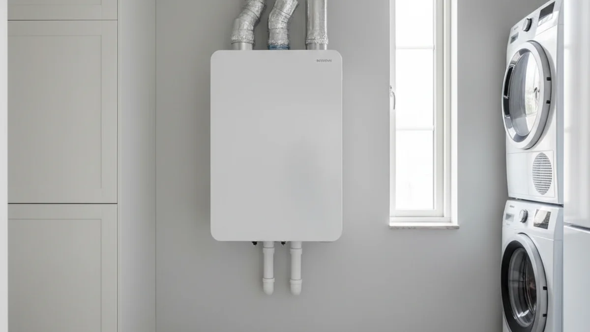 FTX värmeåtervinningsaggregat i modern svensk bostad - energieffektiv ventilation