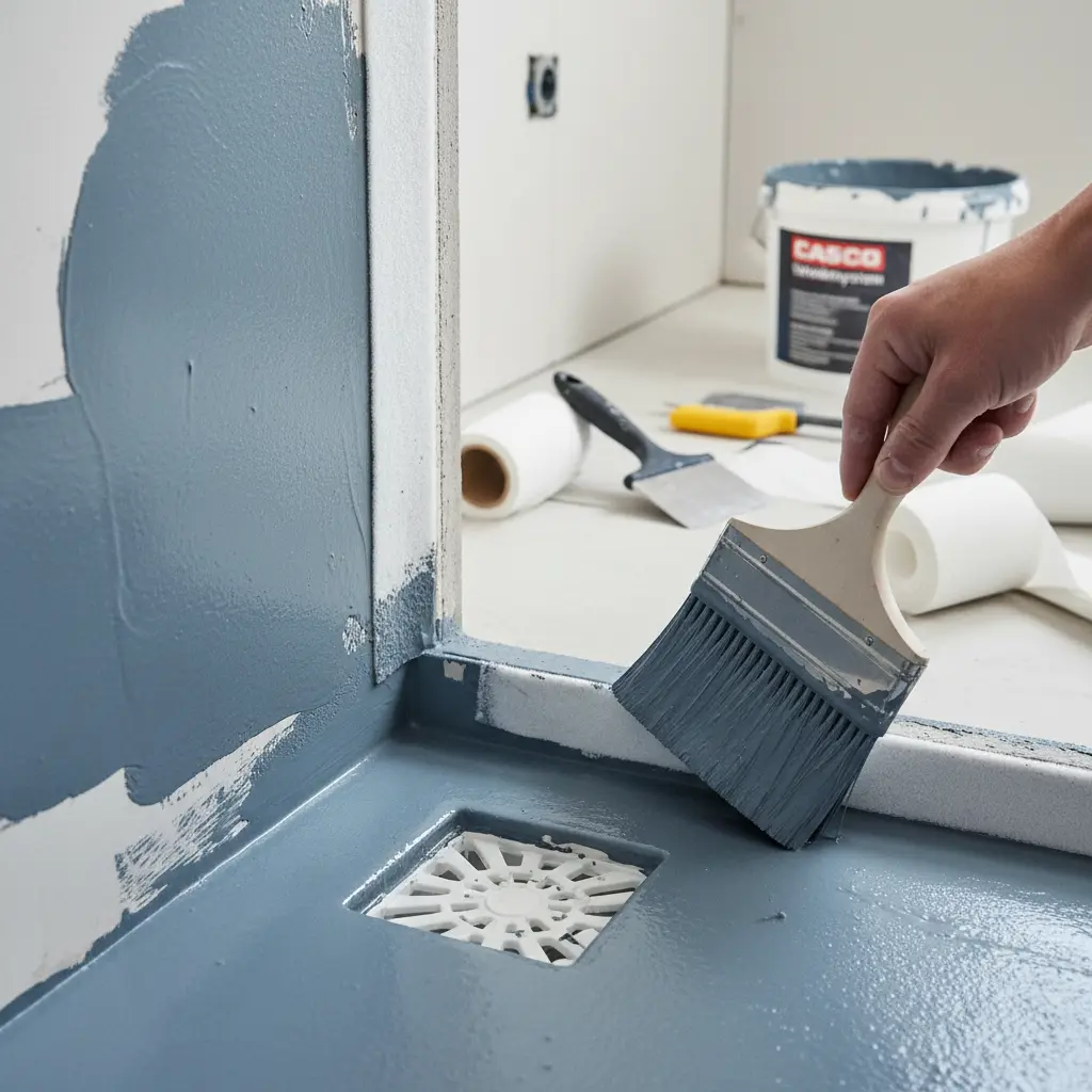 Noggrann applicering av tätskikt i badrumshörn för vattensäkerhet
