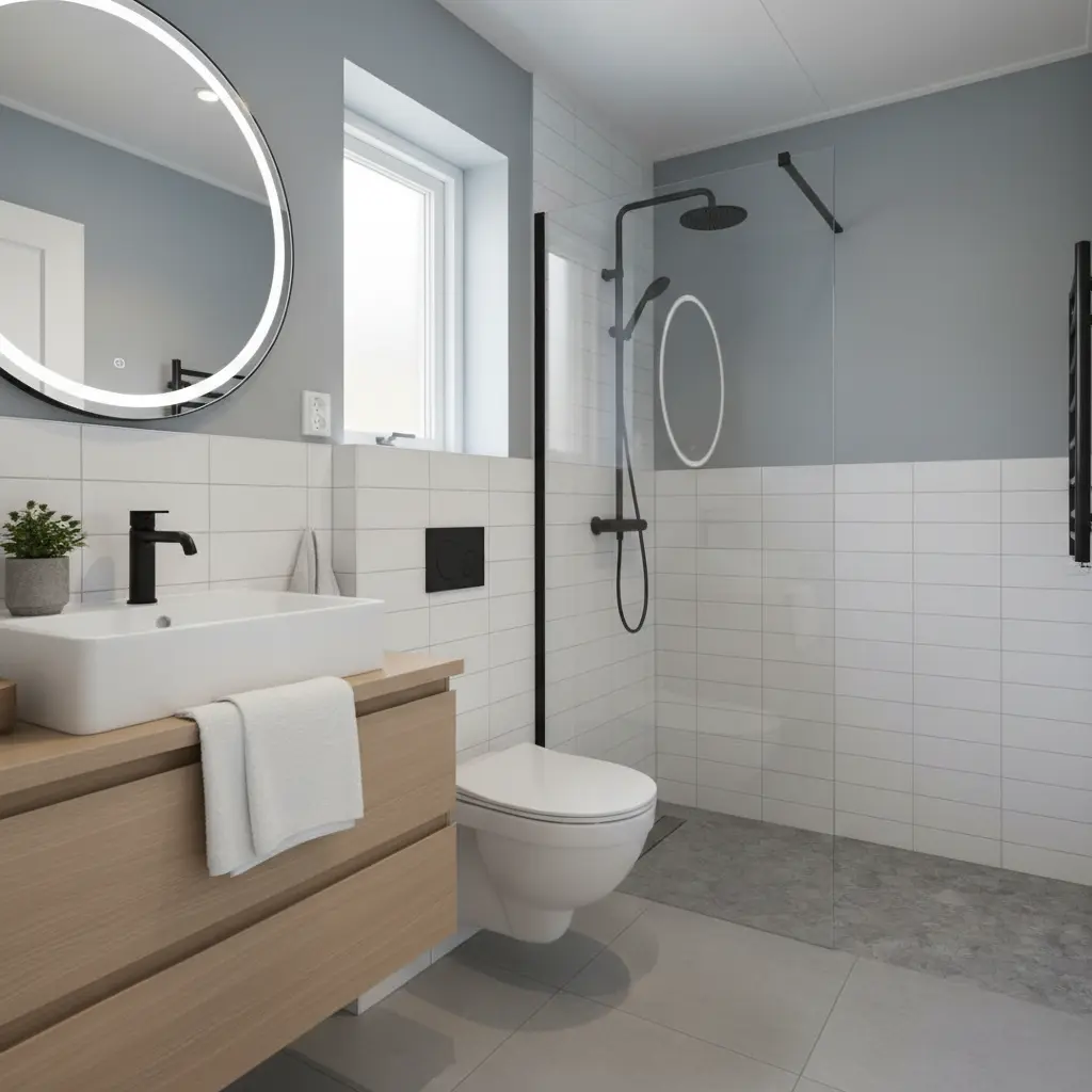 Ventilationssystem i litet badrum, modern badrumsfläkt för fuktkontroll