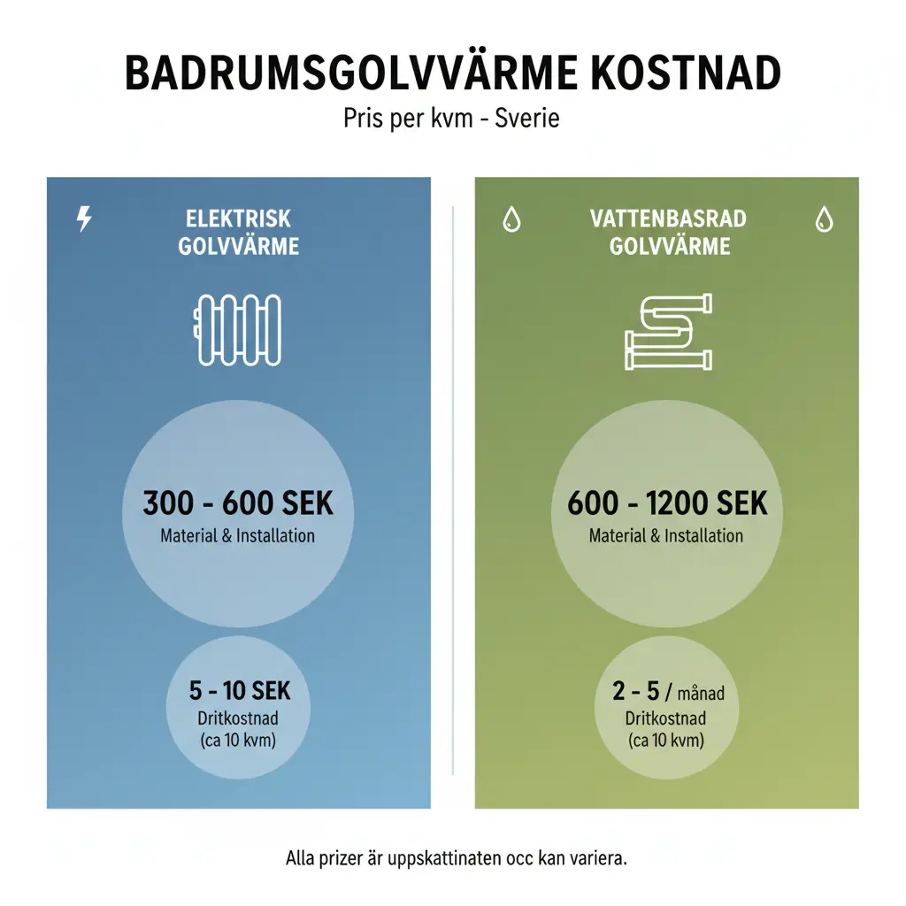 Kostnadsjämförelse mellan elektrisk och vattenburen golvvärme i badrum