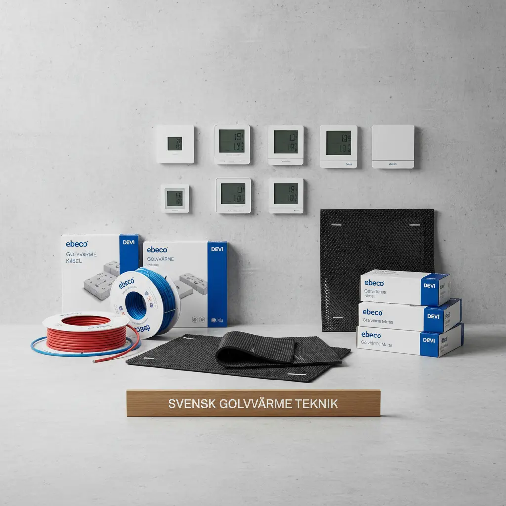 Olika golvvärmeprodukter för badrumsinstallation