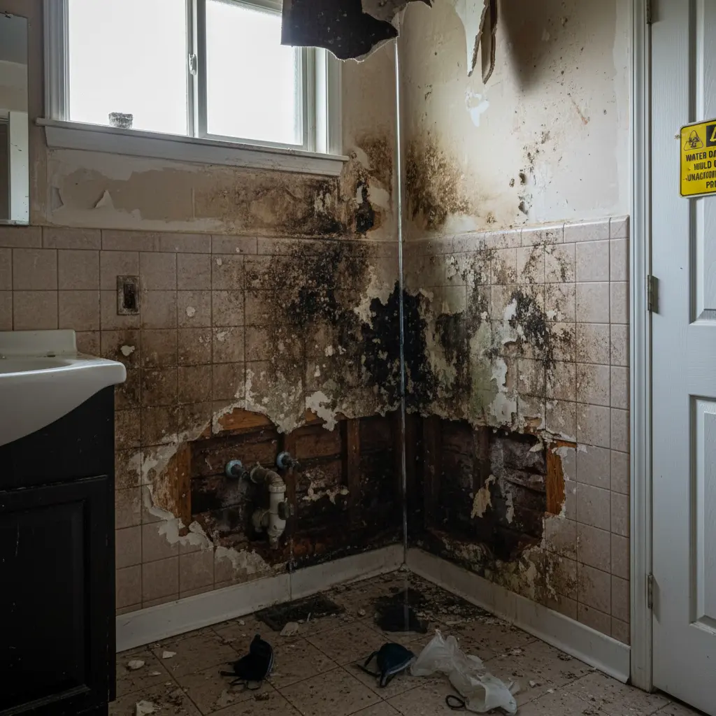 Exempel på fuktskador och mögel som uppstår utan korrekt våtrumssäkring