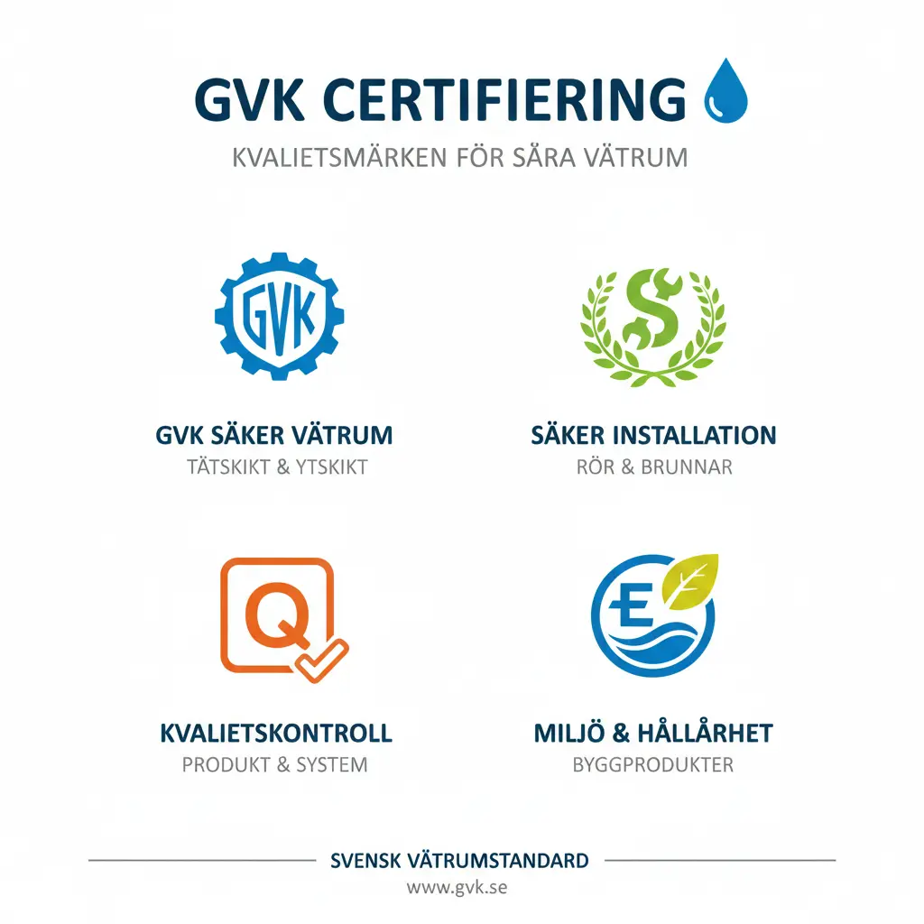 GVK-certifieringssymboler och kvalitetsmärken för våtrumsarbeten