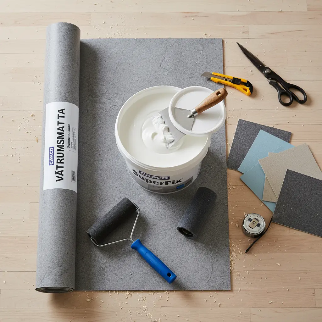 Olika material för våtrumsmattor - vinyl, gummi och PVC