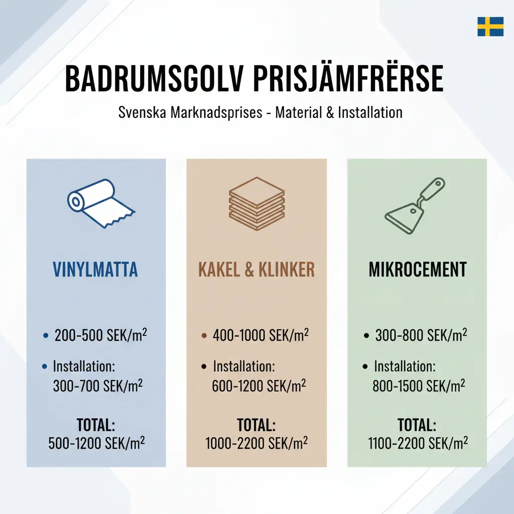 Prisjämförelse mellan våtrumsmatta och kakel
