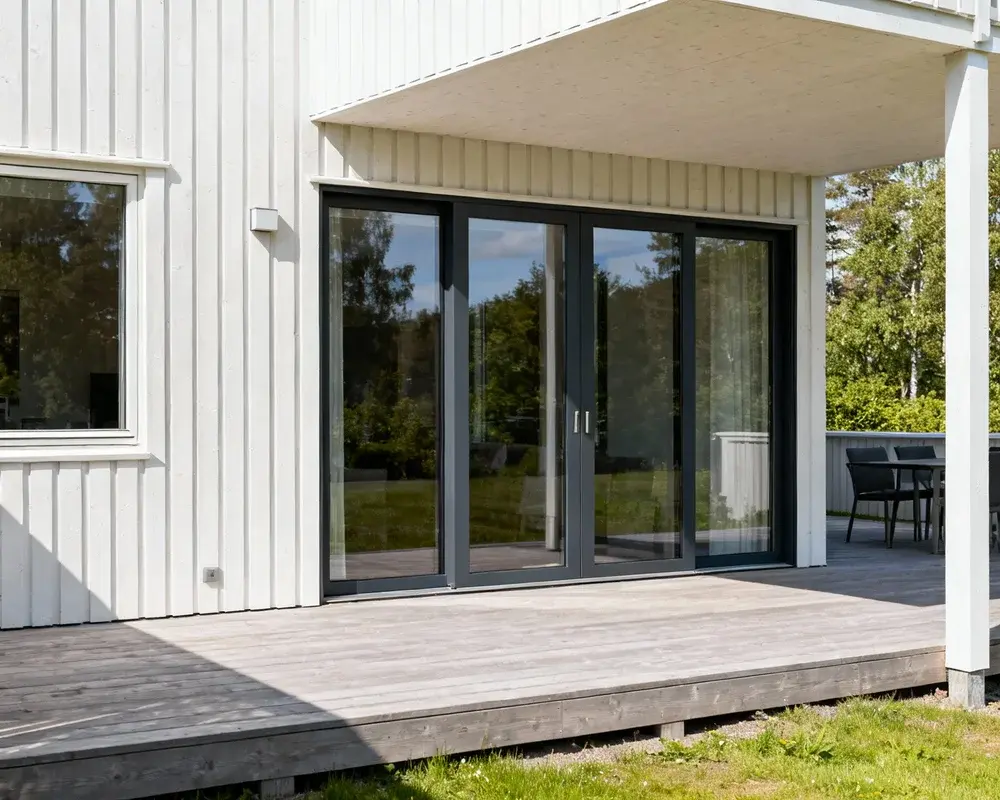 Ny energieffektiv altandörr med 3-glas installation i svenskt hem