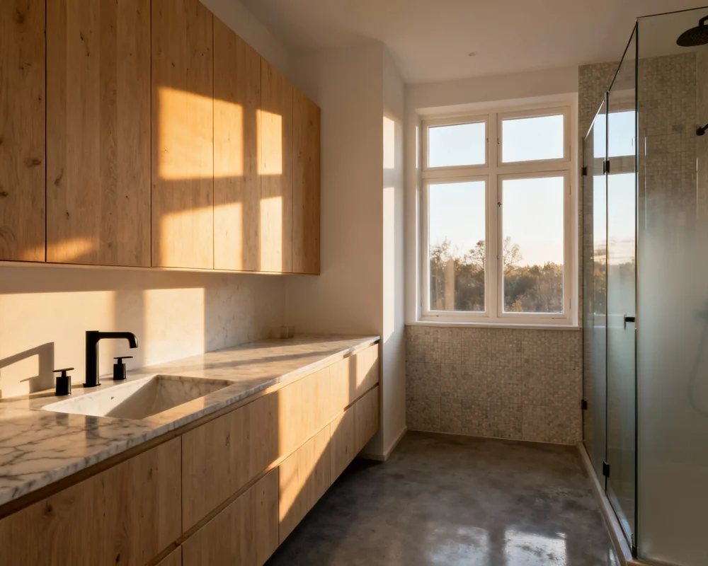 Modern badrumsbelysning med LED-spotlights