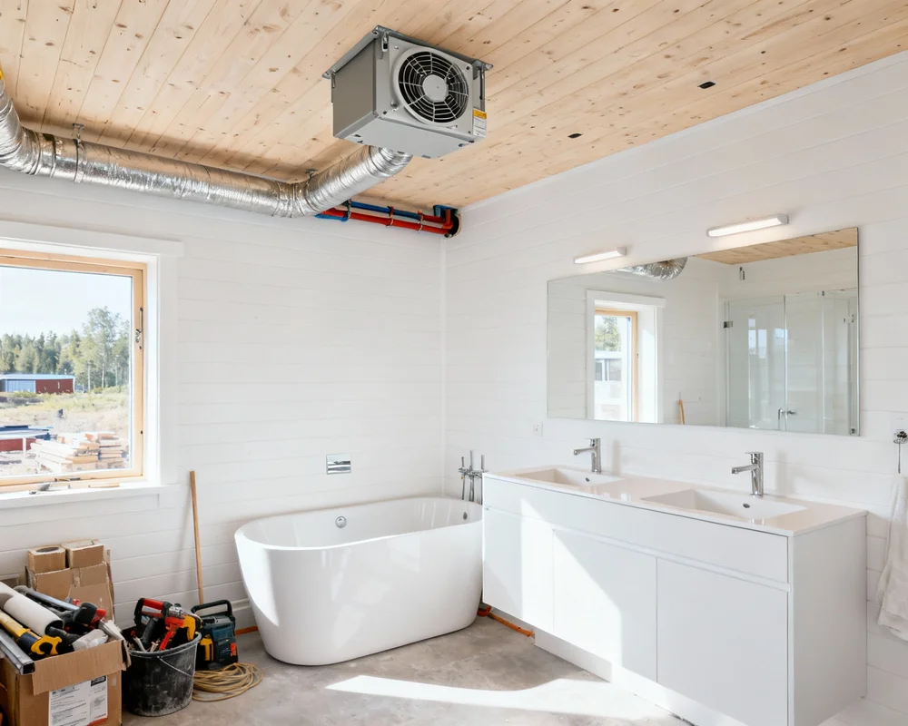Modernt badrum med ventilationssystem
