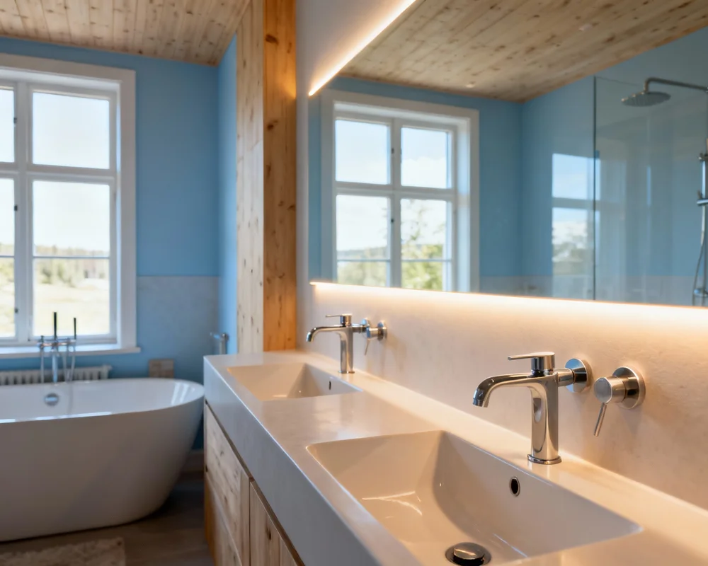 LED-belysning i modernt badrum