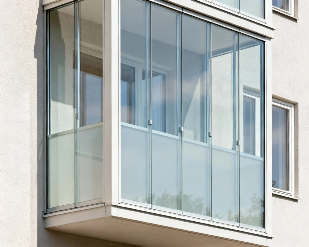 Inglasad balkong med utsikt