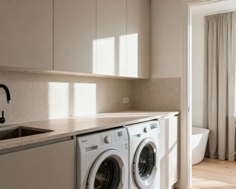 Bänkskiva över tvättmaskin och torktumlare
