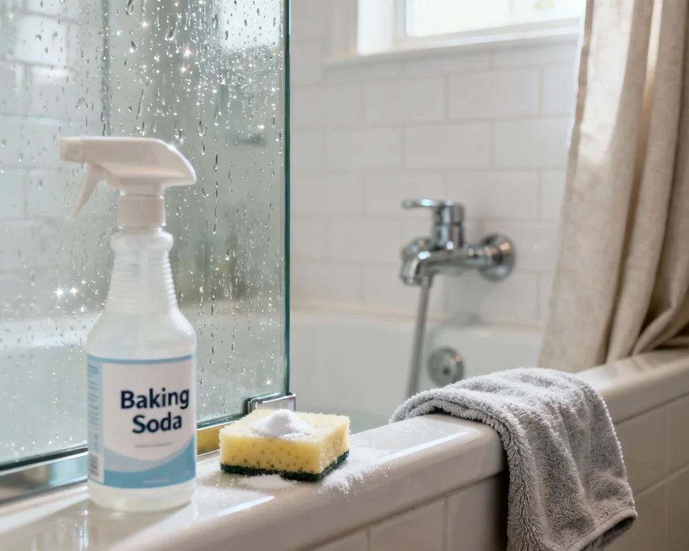 Bikarbonat rengöring duschvägg