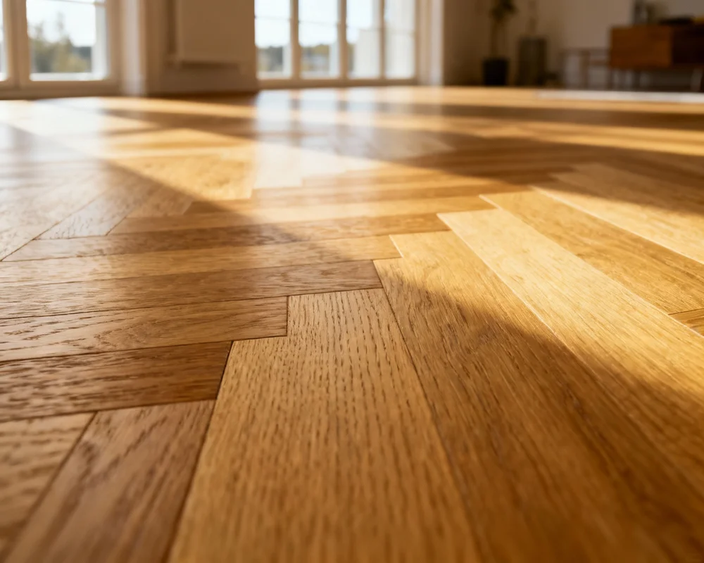 Vacker ekparkett behandlad med Bona produkter