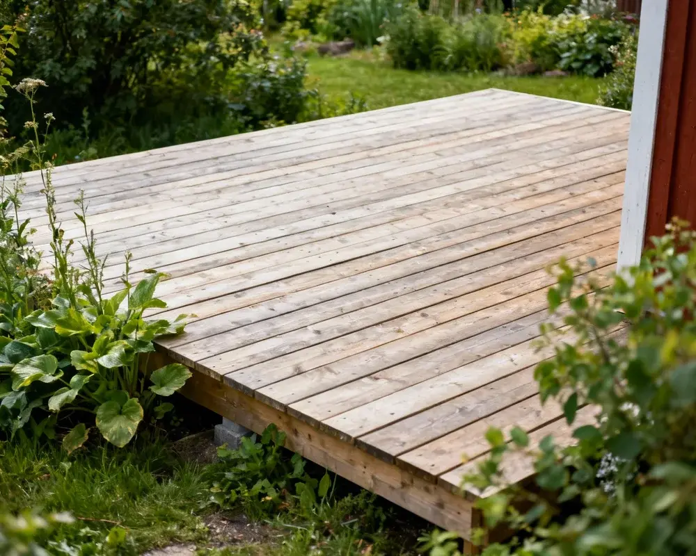 Trädäck vid villa som inte kräver bygglov