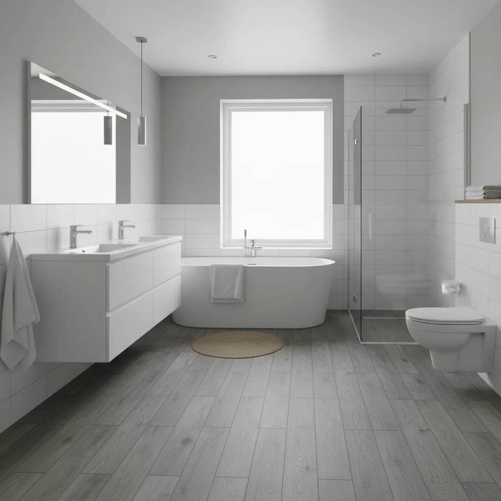 Installation av nytt vattenlås under handfat i badrum