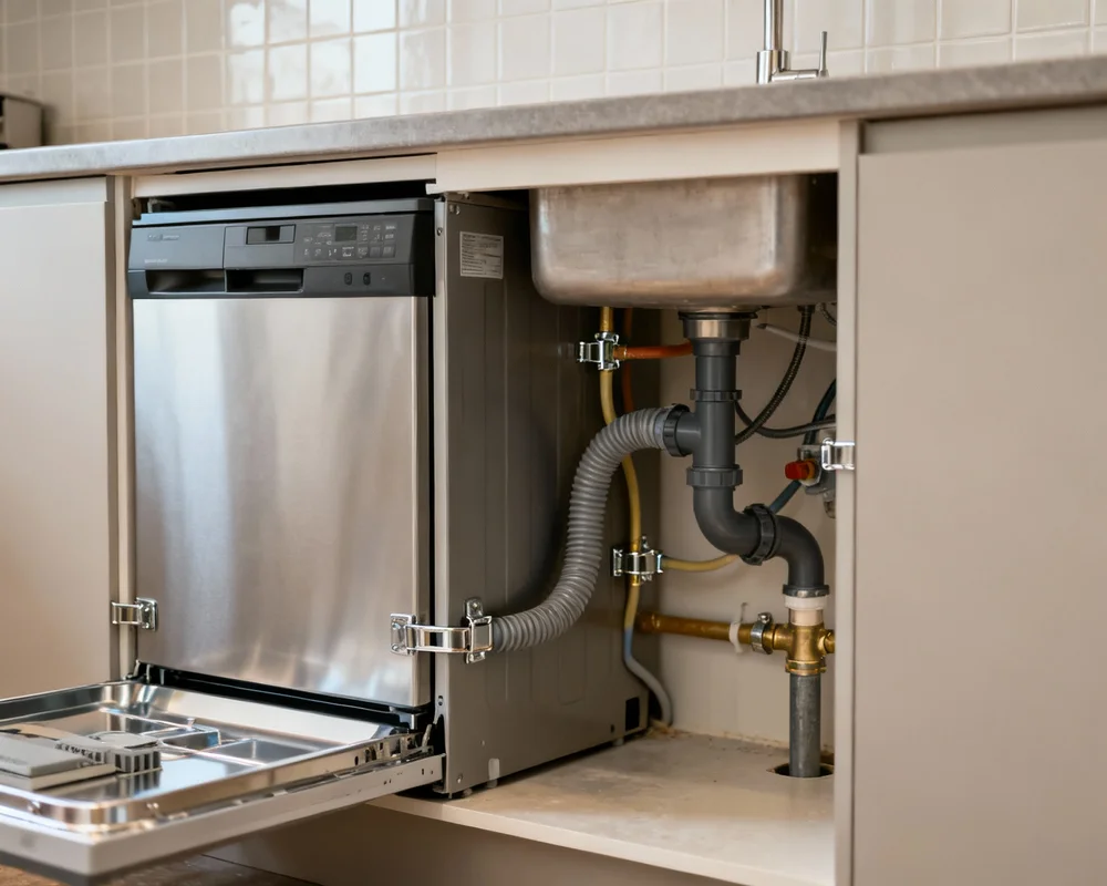 Inbyggd diskmaskin i modernt kök