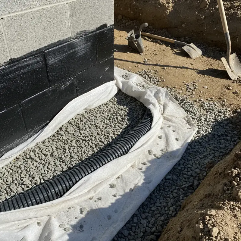 Schema över korrekt installerad dränering runt en husgrund