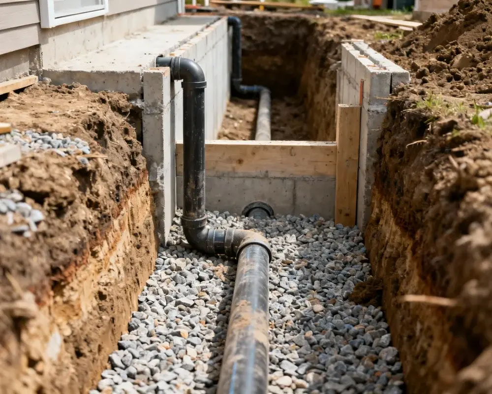 Grunddränering runt villa
