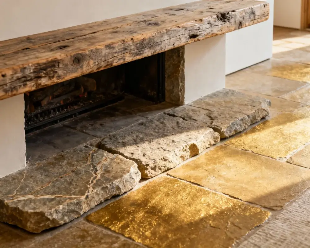 Eldstadsplan vid kamin