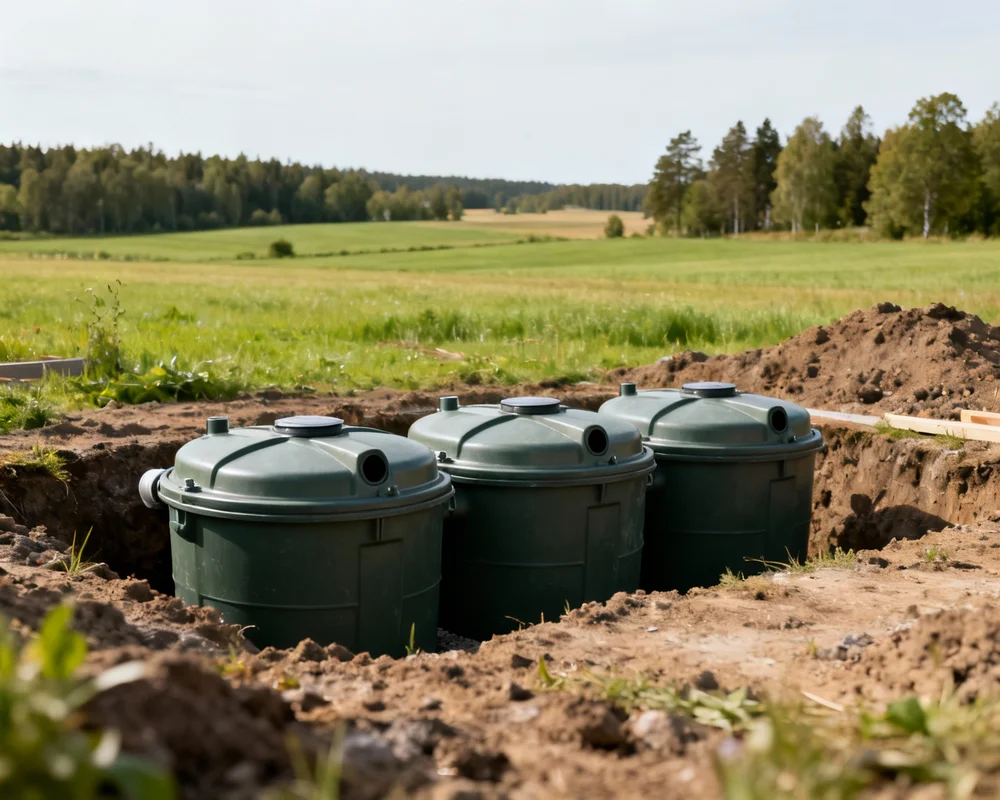Installation av enskilt avlopp med grävmaskin