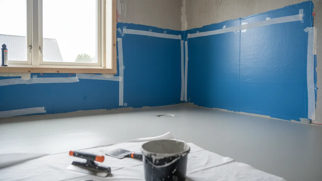 Närbild på flytspackel som sprider ut sig jämnt över ett golvunderlag