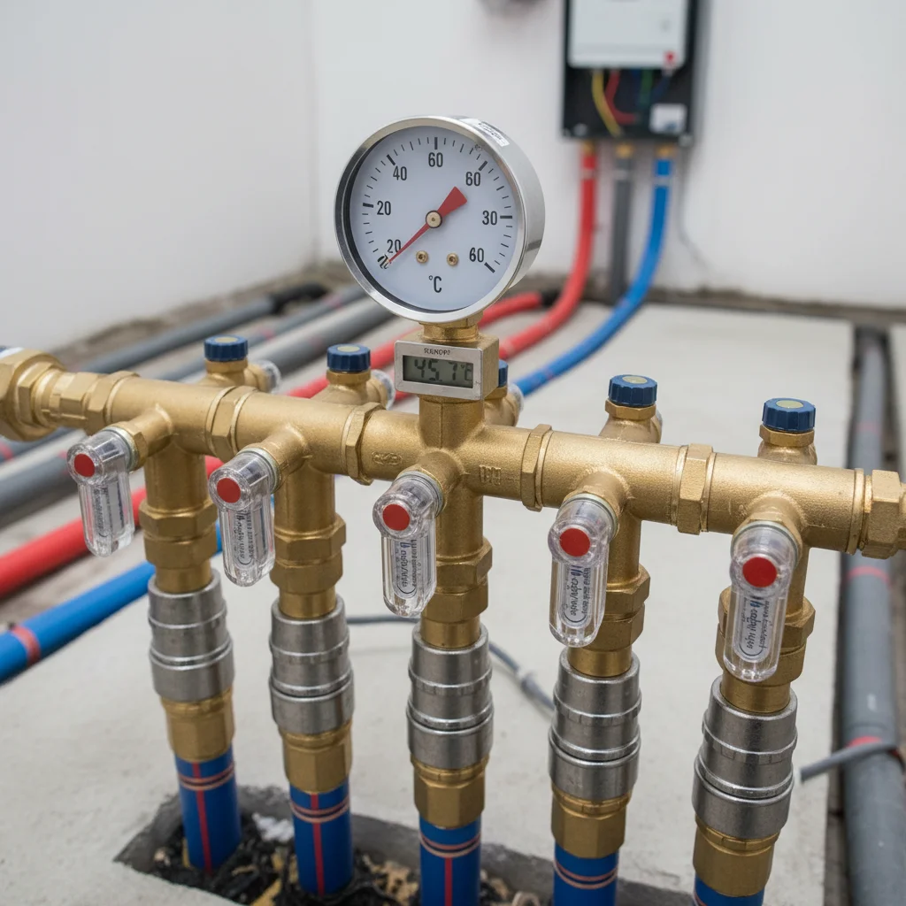 Diagram som visar temperaturzoner i golvvärmesystem