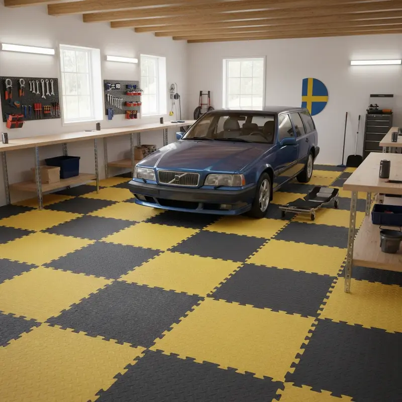 Industriella golvplattor i verkstad med diamond-mönster och hög lastkapacitet