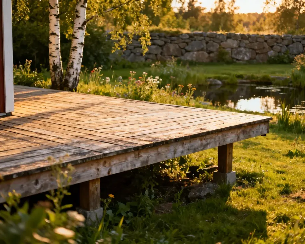 Höjd altan med utsikt