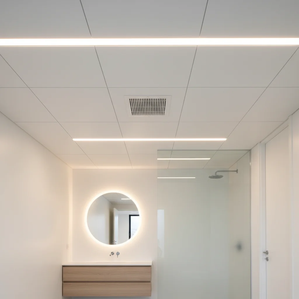 Tvärsnitt av badrumstak som visar fuktsäkra lager