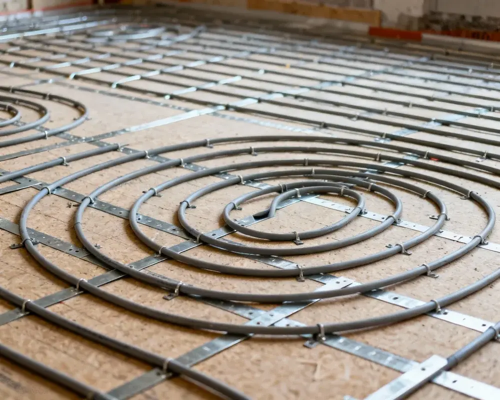 Värmekabel installerad i serpentinmönster