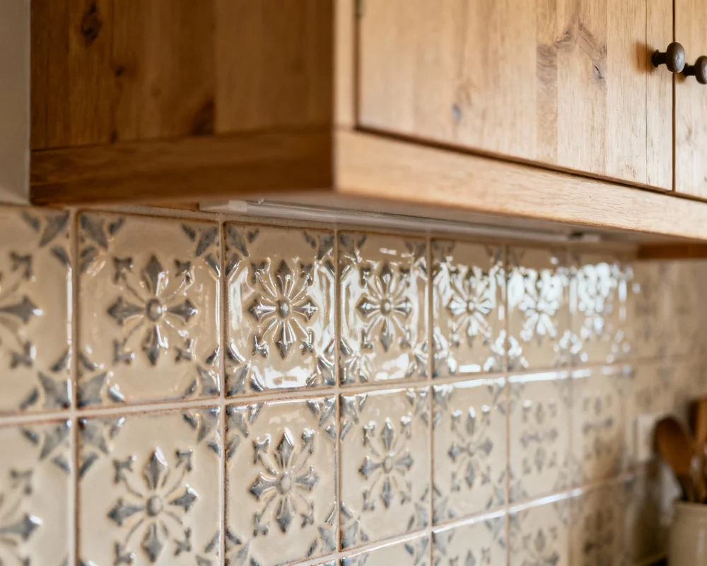 Modernt kaklatköl med vita kakelplattor och stainless steel accententer