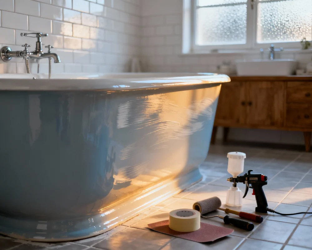 Reparation av badkar med emaljskada