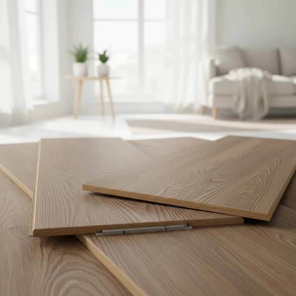 Laminat 8mm i modernt vardagsrum med bra ljusinsläpp