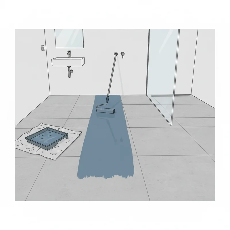 Målat badrumsgolv med modern våtrumsfärg