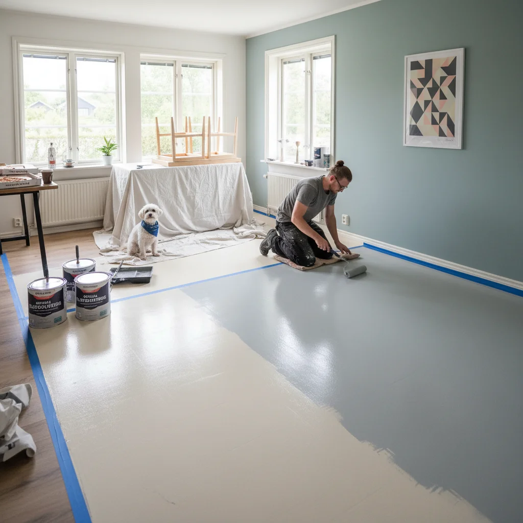 Måla plastgolv