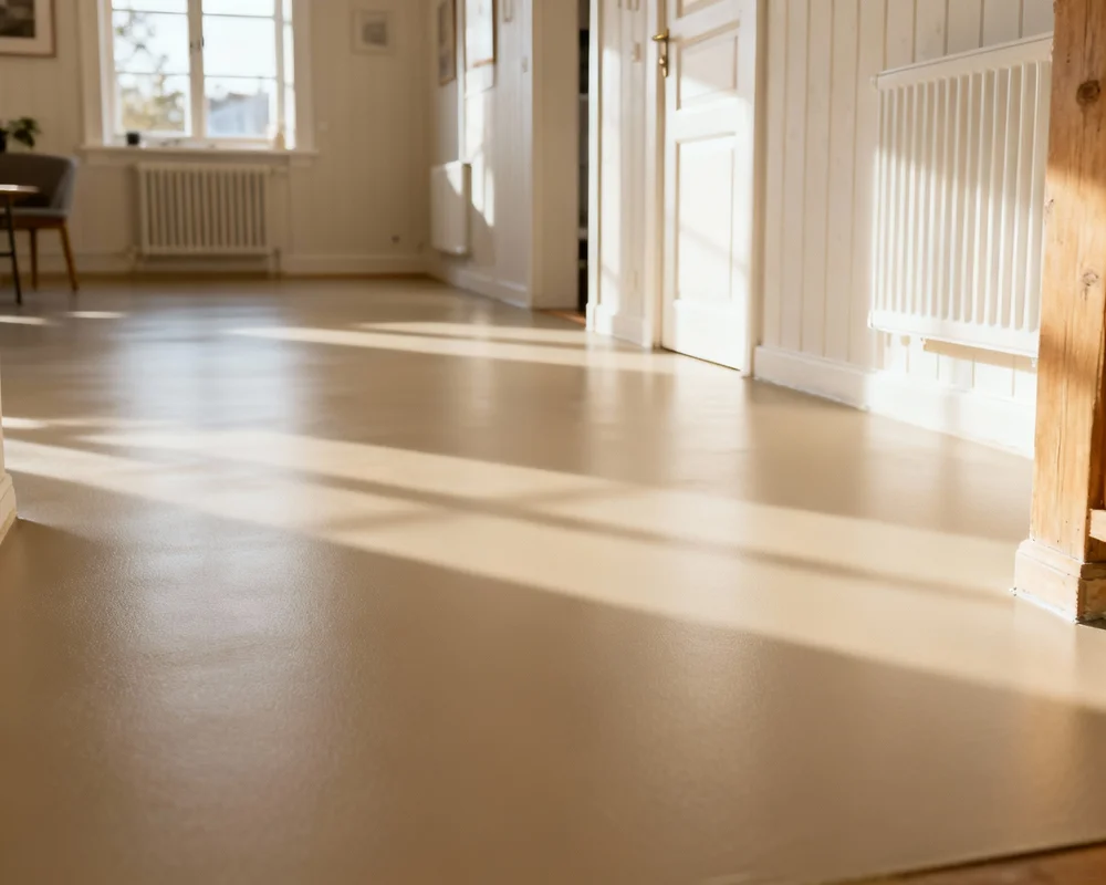 Målning av plastmatta med roller och golvfärg