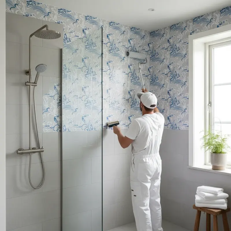 Måla våtrumstapet i badrum