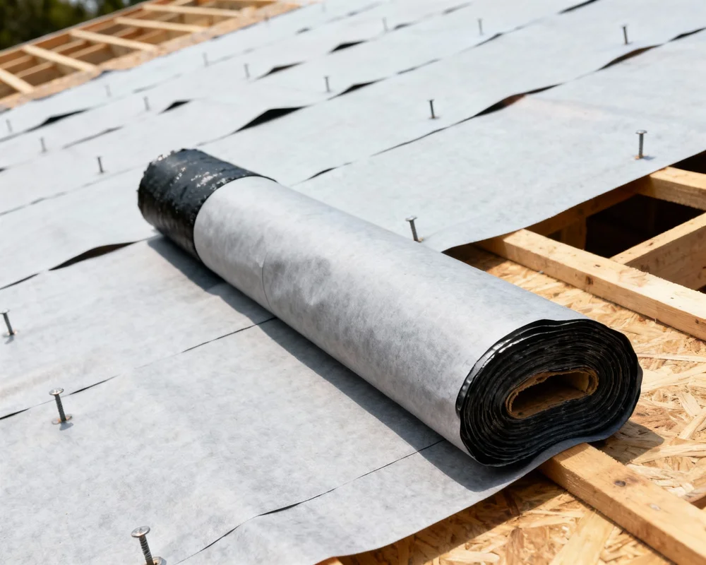 Installation av underlagspapp på tak före läggning av takpannor