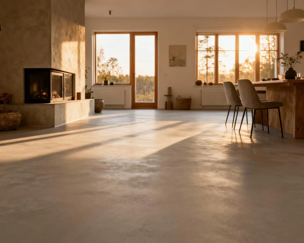 Applicering av microcement på plastmatta