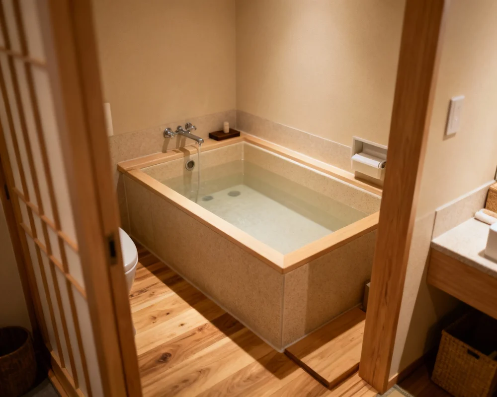 Kompakt mini badkar i litet badrum