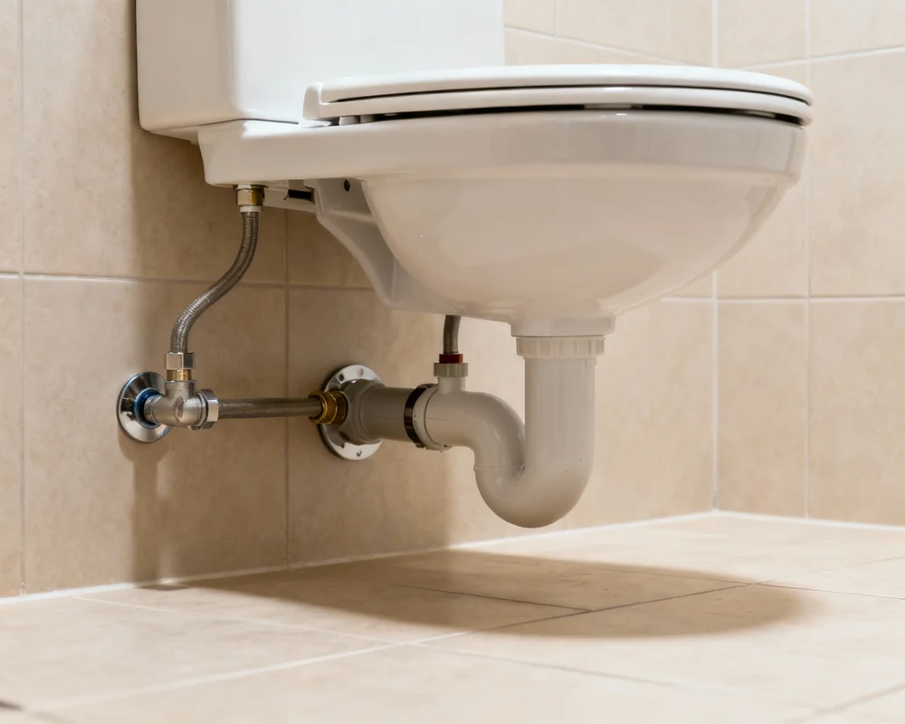 Montering av ny toalettstol i badrum