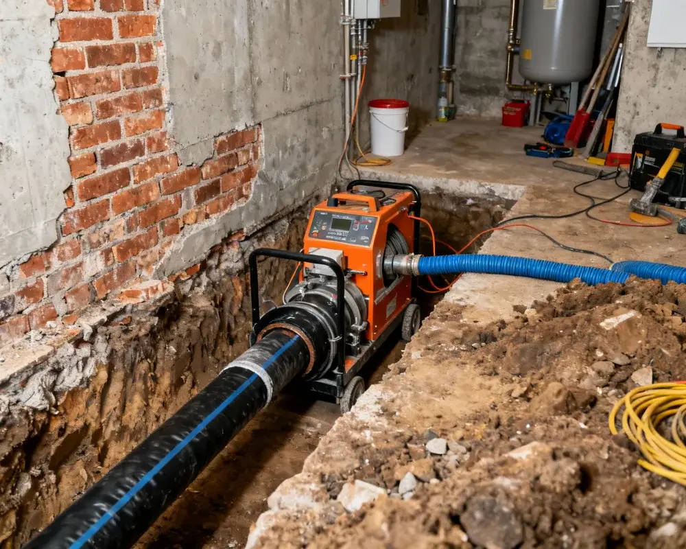 Professionell relining av avloppsrör i villa med specialutrustning