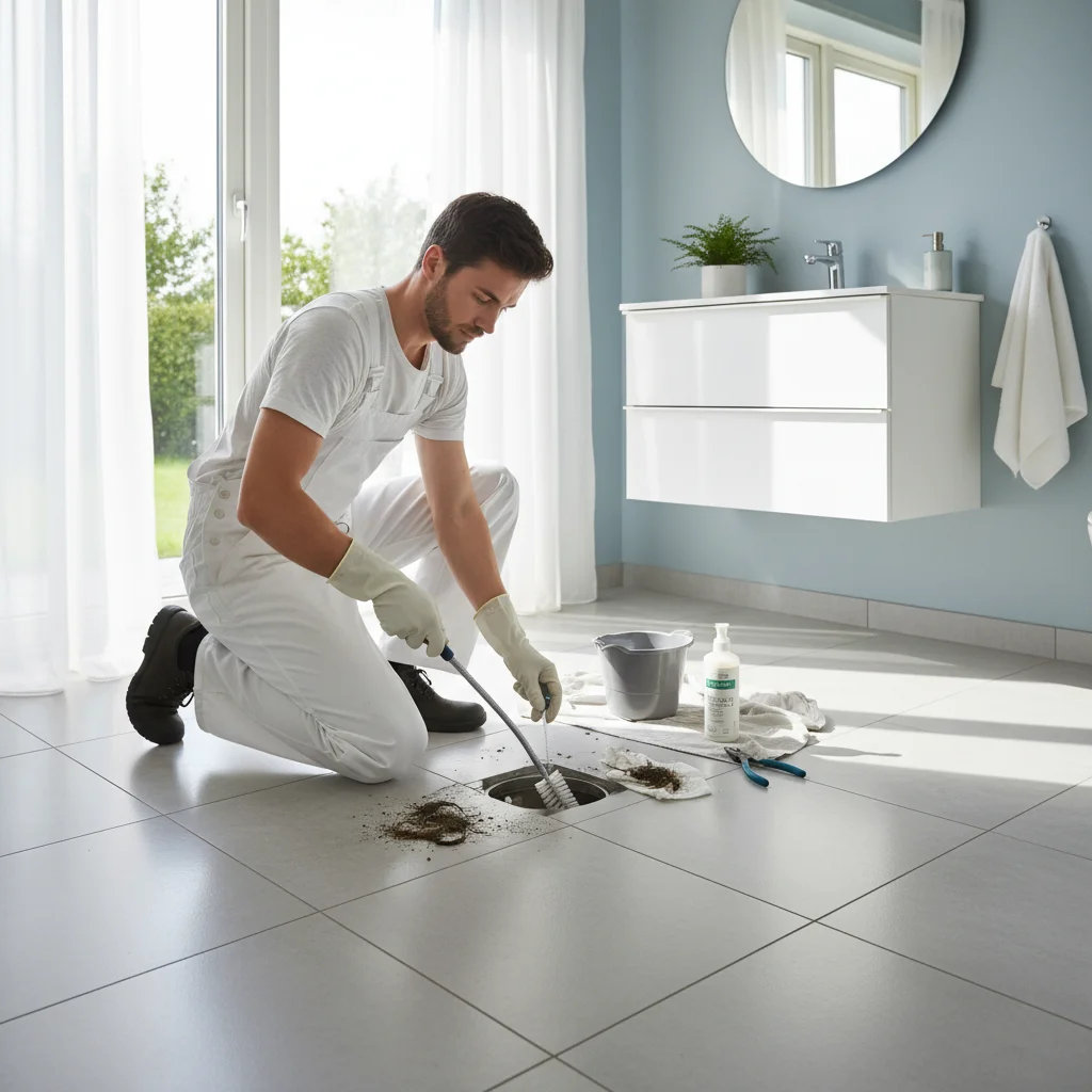 Rensa golvbrunn i badrum