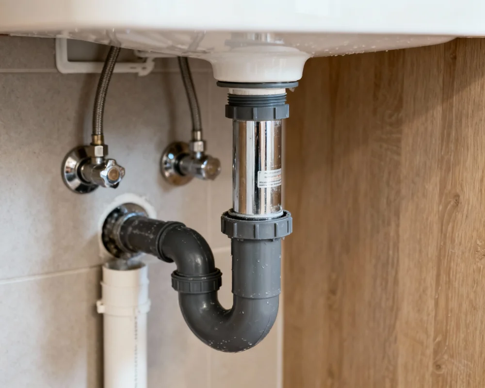 Rensning av vattenlås under handfat