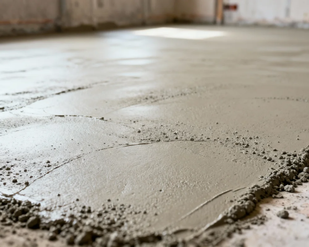 Applicering av snabbt uttorkande flytspackel på betonggolv