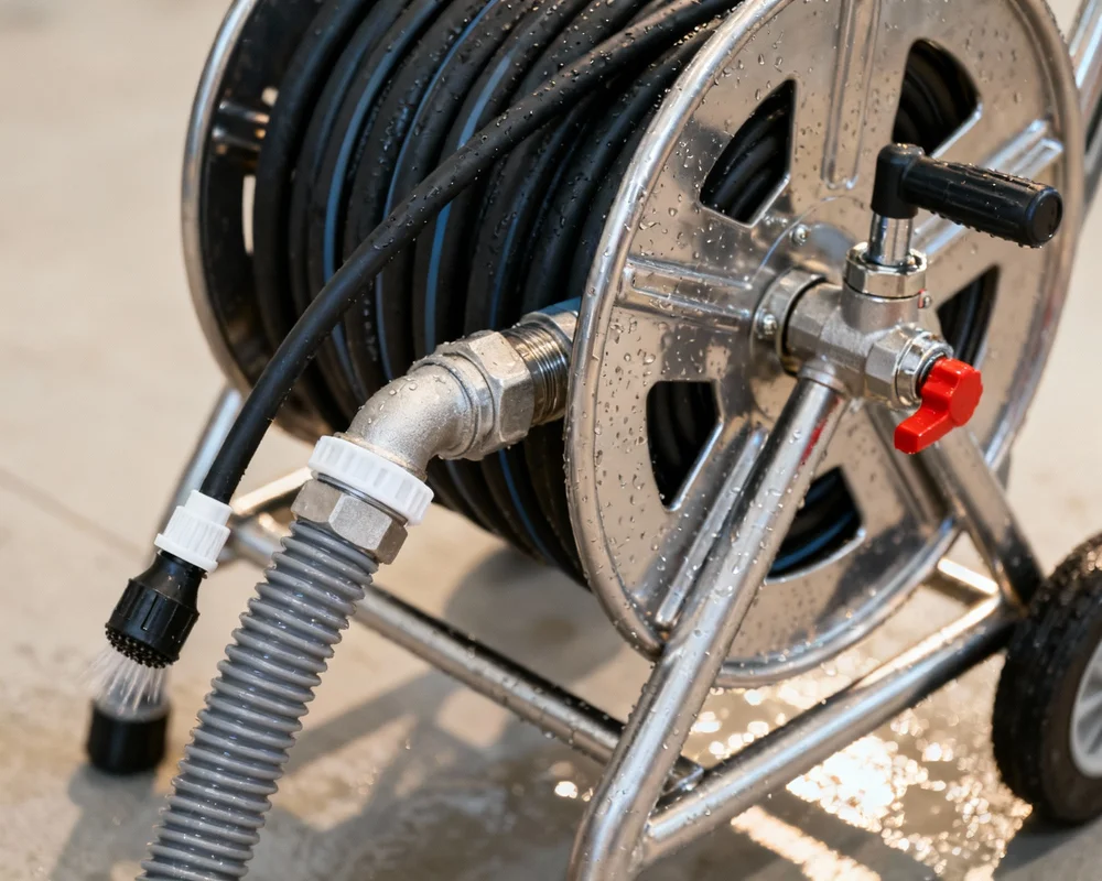 Högtrycksspolning av avloppsrör med professionell utrustning