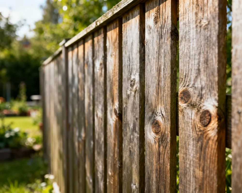 Trästaket i trädgård