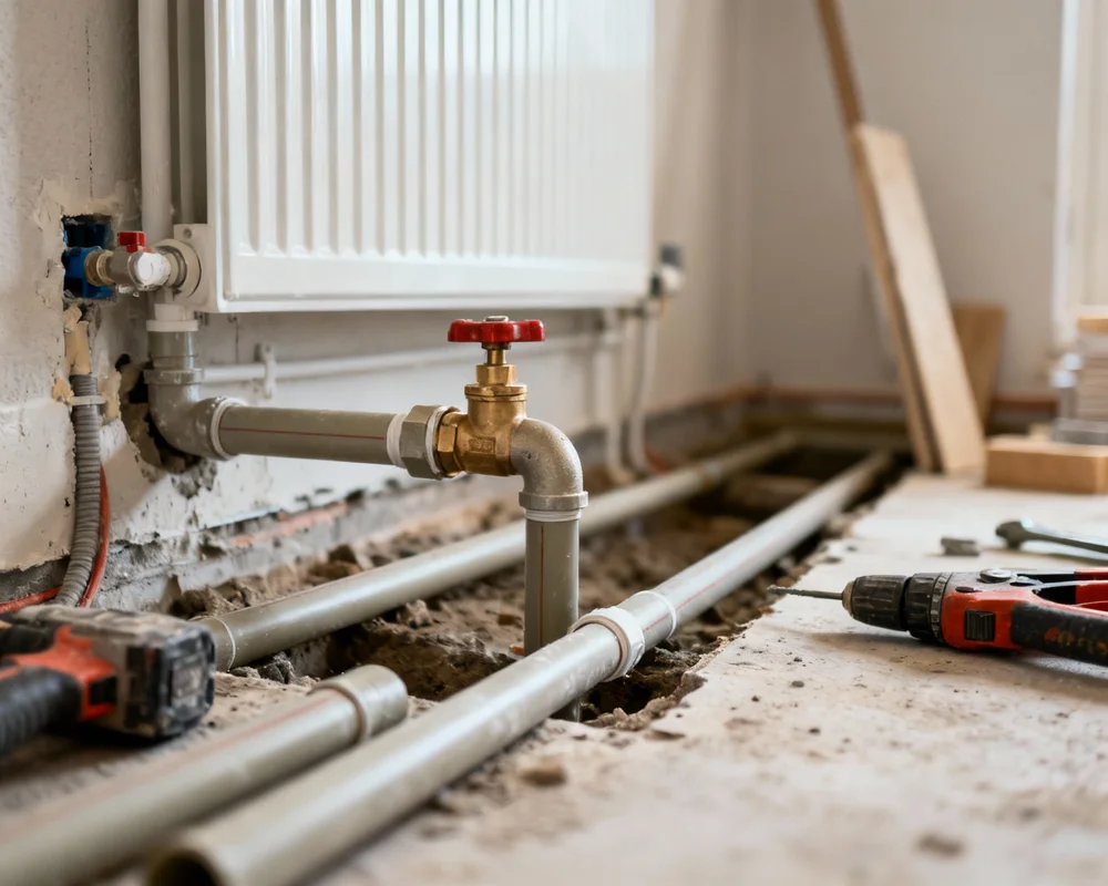 Stamrenovering med nya rör i badrum