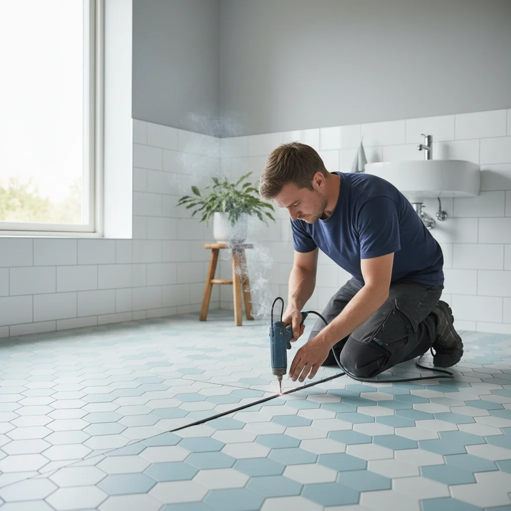 Svetsning av plastmatta med varmluftspistol