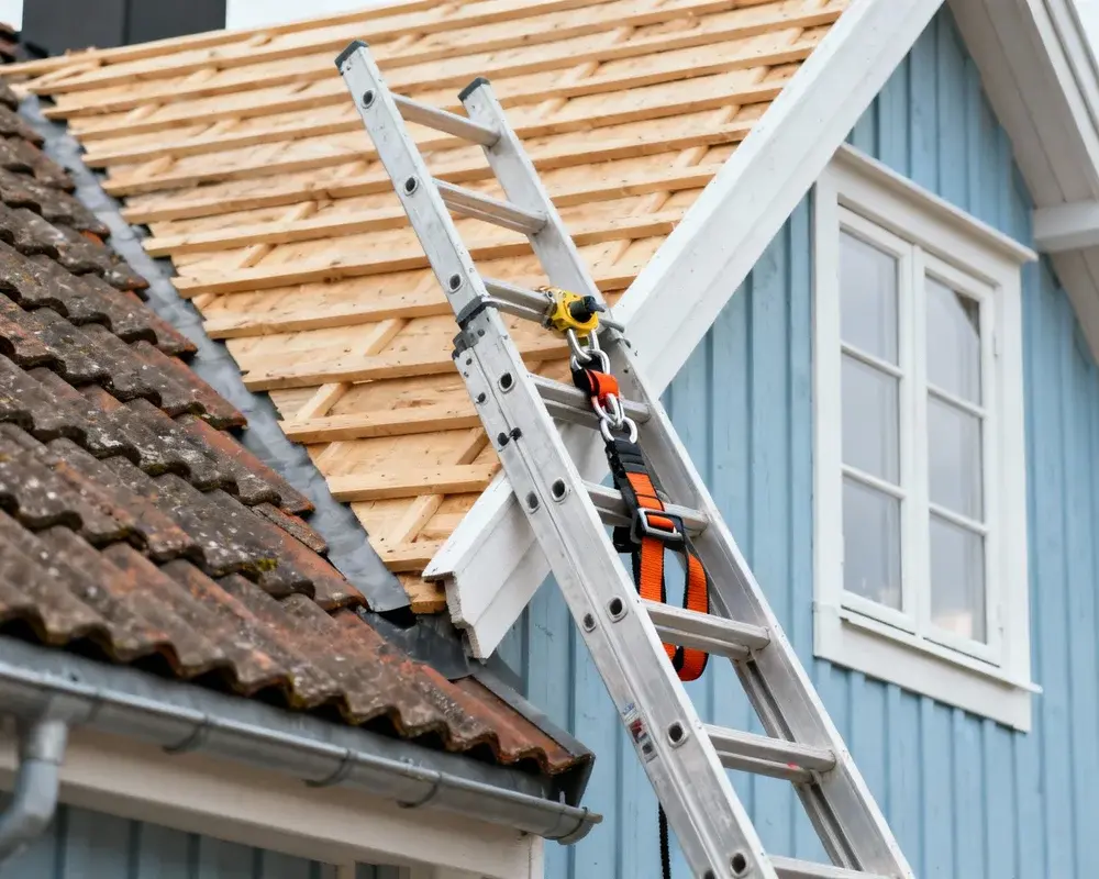 Takstege monterad på svenskt hustak